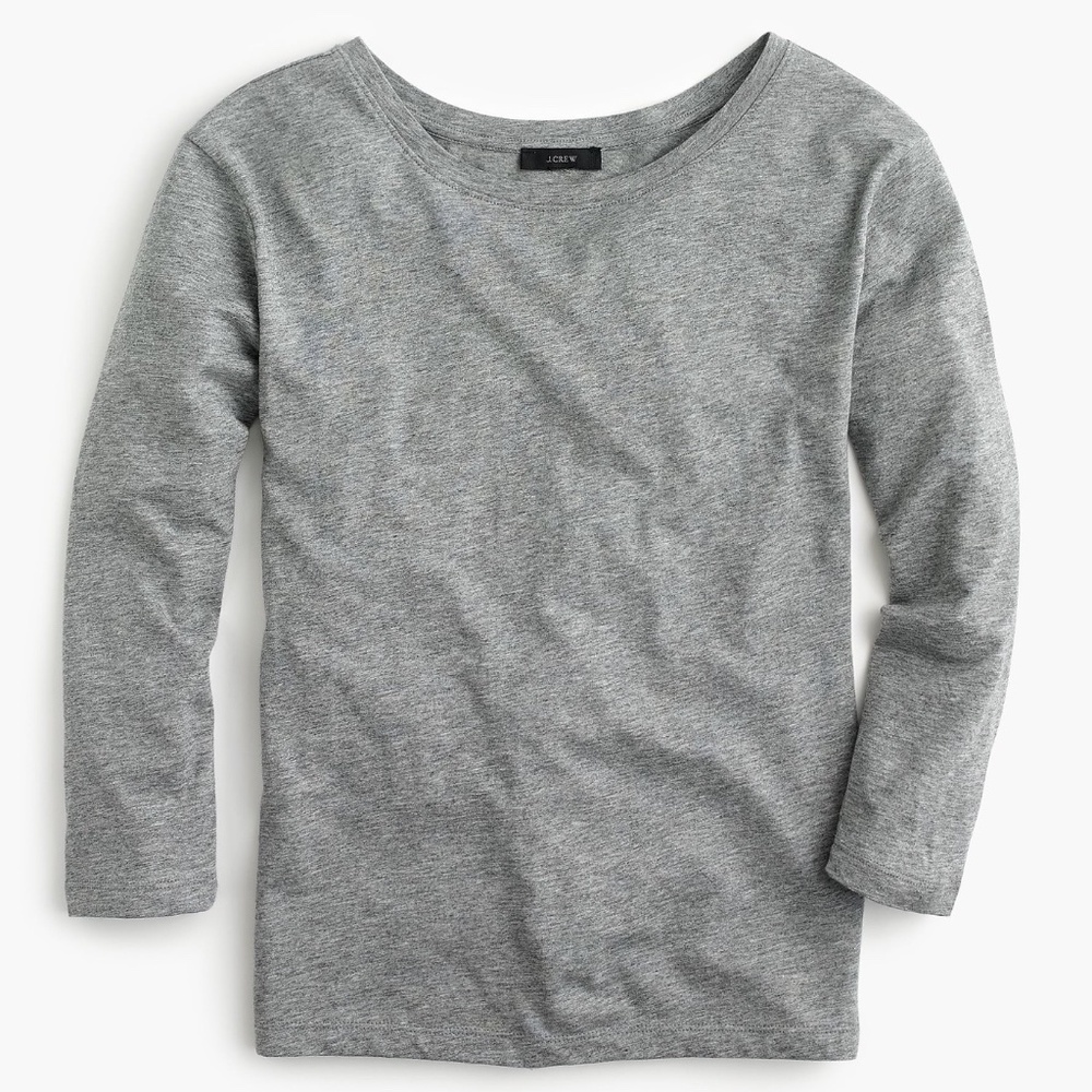 NWT J.Crew Women's Twist-Back Long-Sleeve T-Shirt Heather Gray SMALL H7199
